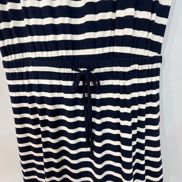 Soma WKND Navy White Striped Drawstring Waist T-Shirt Midi Dress Womens Small - Picture 3 of 6